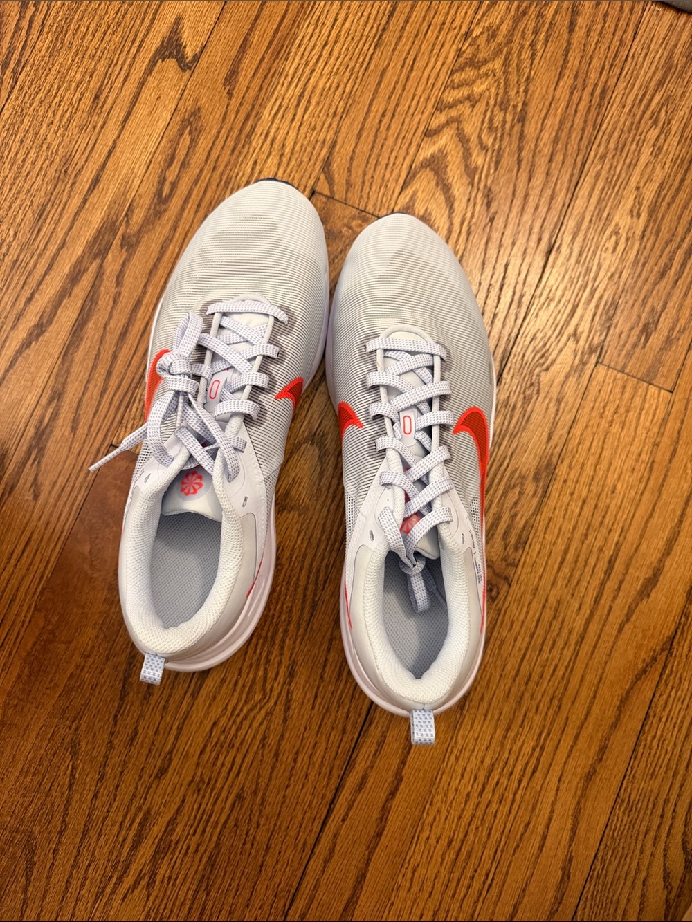 Nike White and Orange Low-Top Athletic Sneakers